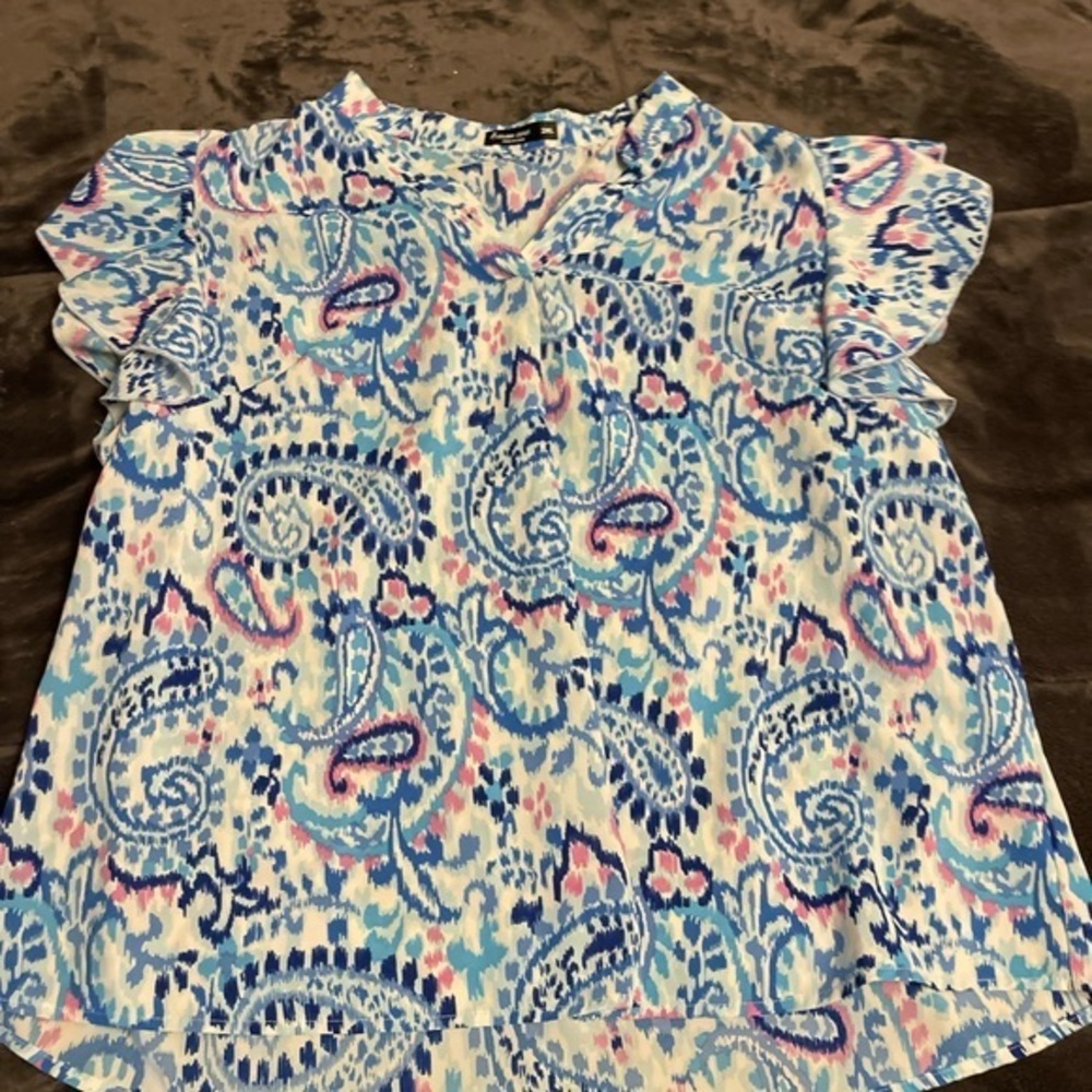 Chic Paisley Blouse - Blue and Pink
